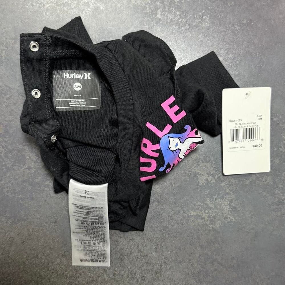 Hurley Baby Girl 3M Mermaid Romper Black Pink Long Sleeve NWT - Picture 3 of 3